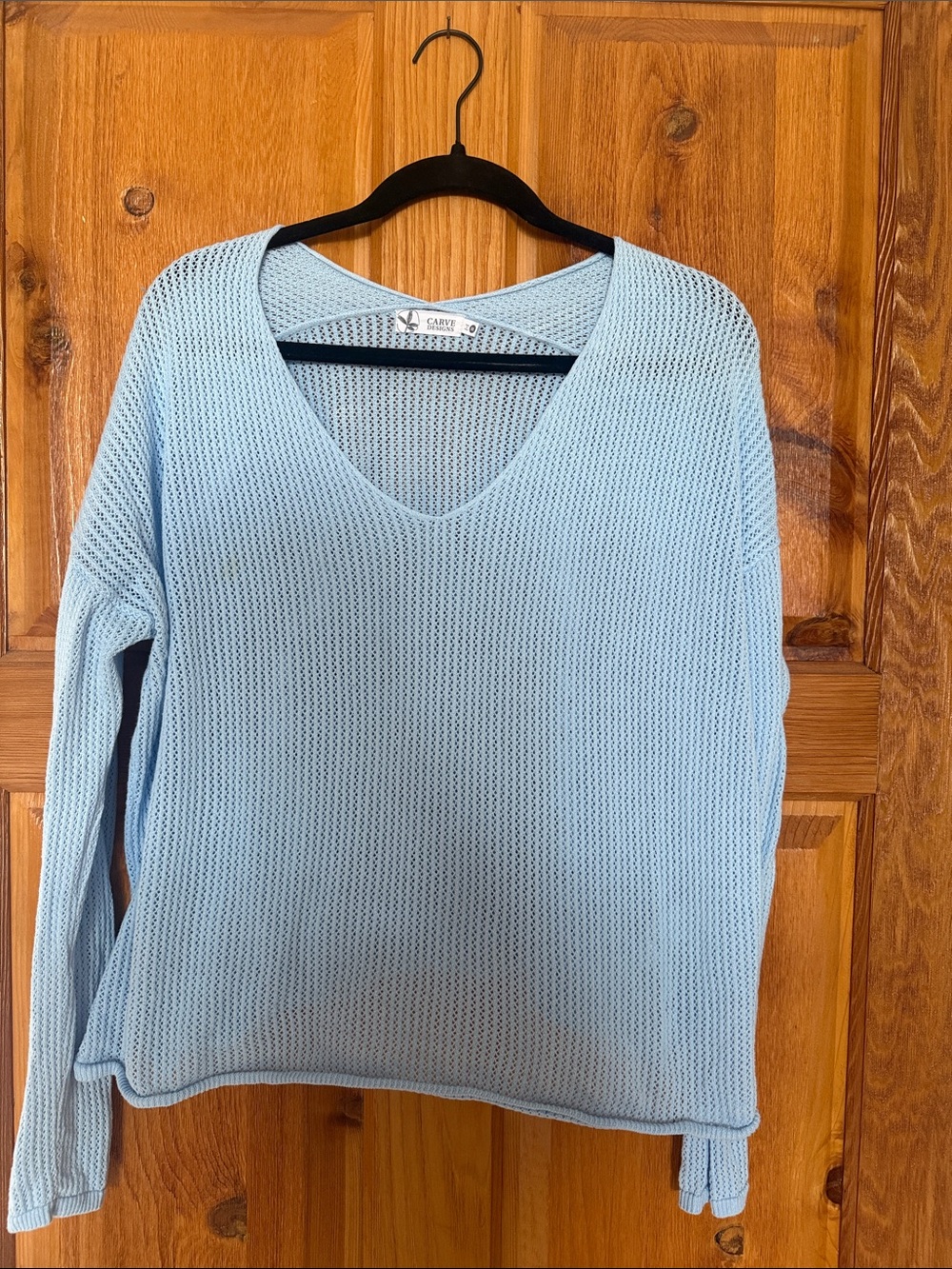 Carve Designs Sky Blue V-Neck Knit Sweater